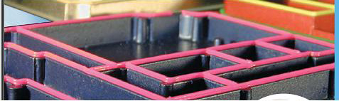 Compartmentalized shielded enclosures can use conductive adhesives Compartmentalized shielded enclosures